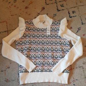 Loft Geometric Print Colorful Sweater Small